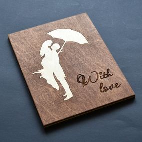 Деревянная открытка "With Love" для любимой (любимого), для девушки, парня, жены или мужа.