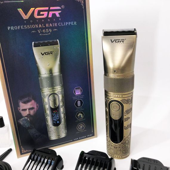 Аккумуляторная машинка для стрижки VGR V-659, Машинка для стрижки волос домашняя подстригательная | Зображення 9