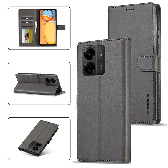 Чохол книжка iMeeke для Xiaomi Redmi 13C колір Сірий