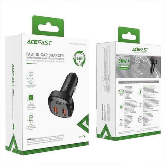 АЗУ Acefast B9 PD36W+QC4.0 total 66W (2USB-A/1C) Black | Зображення 5