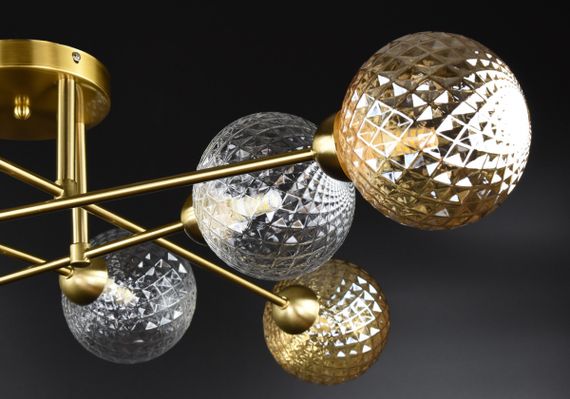 Люстра стельова на 8 лампочок 26819 Латунь 20х90х90 см. | Зображення 2