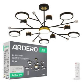 Світлодіодна накладна люстра Ardero AL6121ARD STORIA 72Вт чорний золото