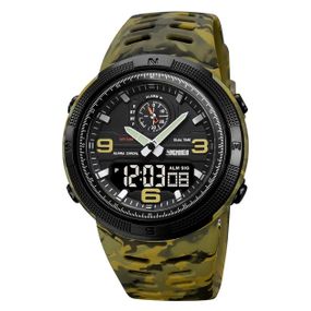 Годинник наручний чоловічий Skmei 1655CMGNBK зелений камуфляж з чорним