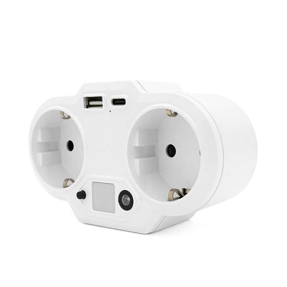 Розетка двойника с заземлением HHT609W, USB + Type-C, 3.4А, White | Зображення 2