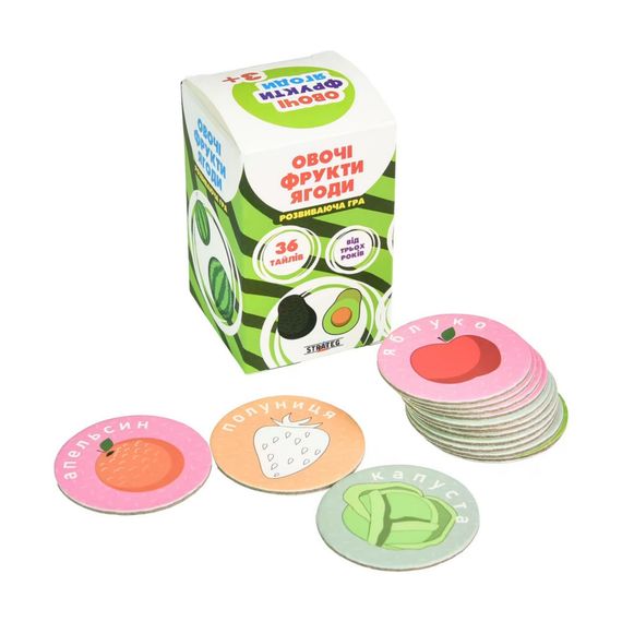 Развивающая настольная игра «Овощи, фрукты, ягоды» 30772, 36 карточек | Зображення 1