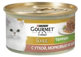 GOURMET Gold (Гурме Голд). З качкою, морквою та шпинатом. Шматочки у паштеті. Консервований порційний повнораціонний корм для дорослих котів 85 г