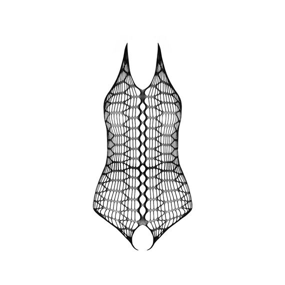 Бодістокінг у велику сітку Passion BS087 black, відкрита спина, халтер, з доступом | Зображення 4