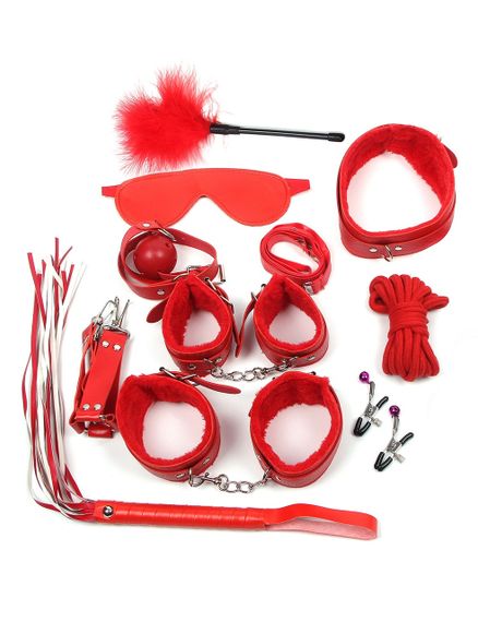 Бондажный набор Star Night для БДСМ, красный, 11 предметов sexstyle