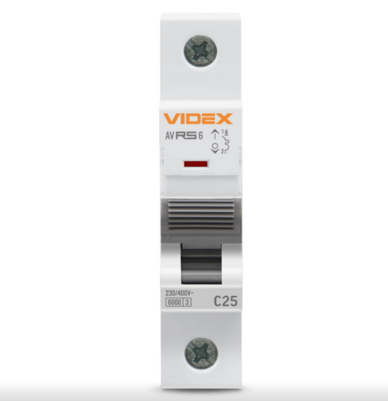 Автоматичний вимикач 1P 25А 6 kA VF-RS6-AV1C25 Resist Videx | Зображення 1