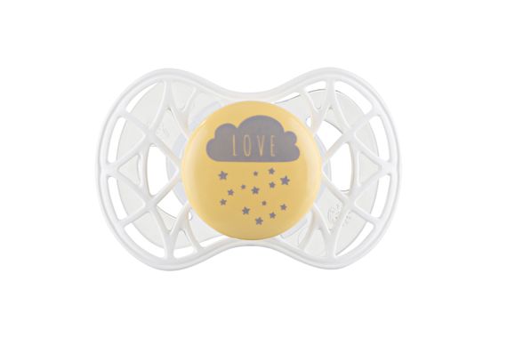 Пустышка ортодонтическая Nuvita NV7084 Air55 Cool 6m+ &quot;LOVE&quot; желто-серая (NV7084SC)