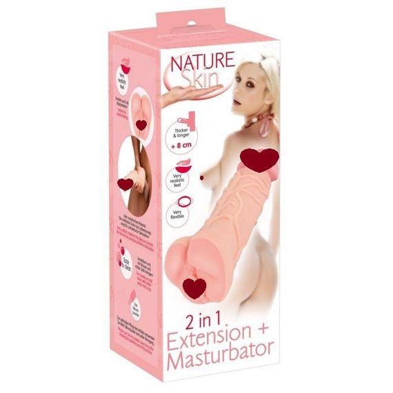 Мастурбатор-насадка 2 IN 1 Nature Skin Extension + Masturbator (Вагіна) Sex Aura