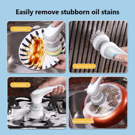 Щітка для миття посуду з насадами акумуляторна Electric Cleaning brush | Зображення 3