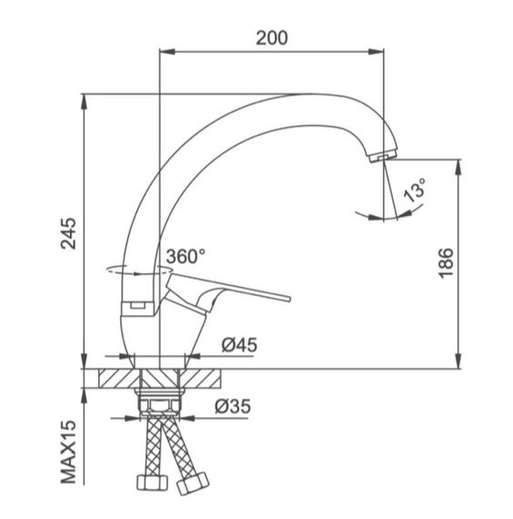 Змішувач для кухні Frap з гнучким виливом F4471-6 | Зображення 6
