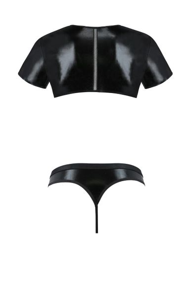 Комплект чоловічої білизни під латекс Passion 057 SET PETER L/XL Black, кроп-топ, стринги Sex Aura | Зображення 3