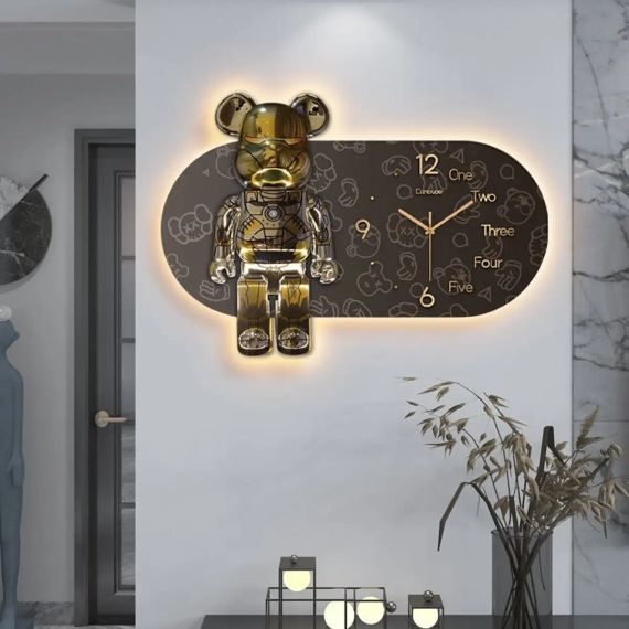 Годинники настінні овальні "Ведмедик" з LED підсвічуванням (NCH-40-60) | Зображення 2