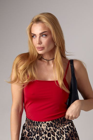 Женская базовая майка на бретелях - красный цвет, M (есть размеры) | Зображення 8