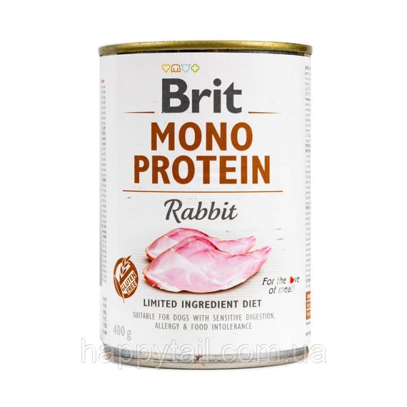Беззерновой влажный корм Brit Mono Protein Rabbit для собак, кролик, 400 г