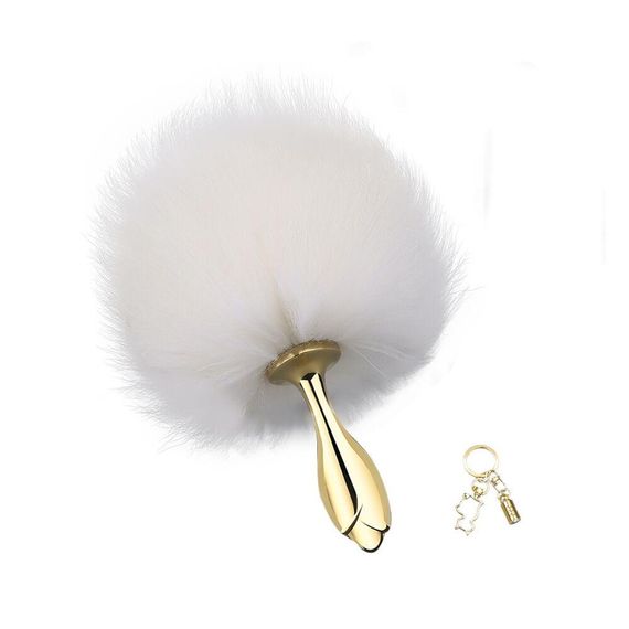 Металева анальна пробка Крихітний хвіст LOCKINK SEVANDA White Bunny-Tail Anal Rose-shape Plug Sex Aura