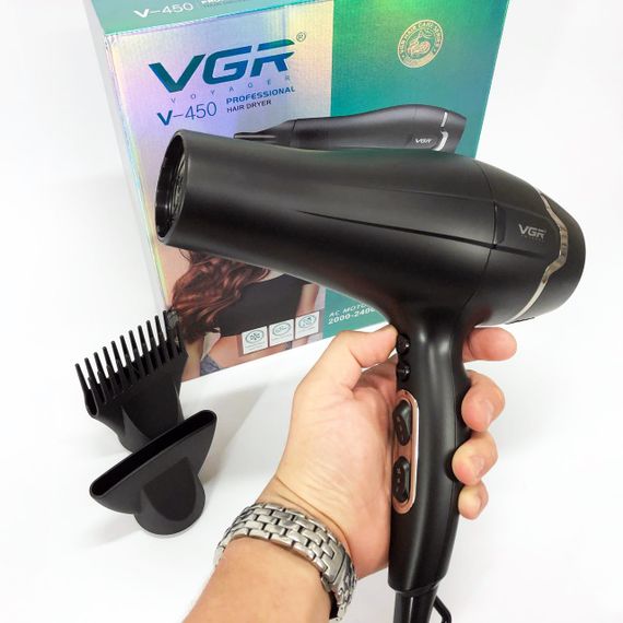 Професійний фен VGR V-450 для сушіння укладання волосся 2400 Вт режим Turbo, Повітряний стайлер для волосся | Зображення 9