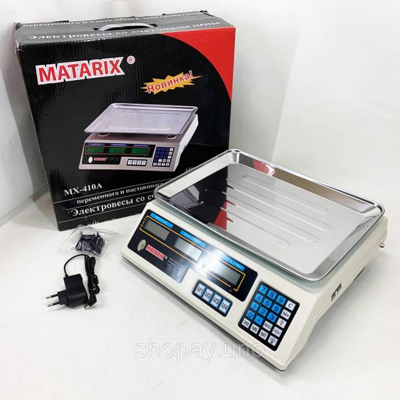 Весы торговые электронные 50кг MATARIX MX-410A 50 кг, Весы с платформой для торговли ручные 50 кг CR-93 | Зображення 1