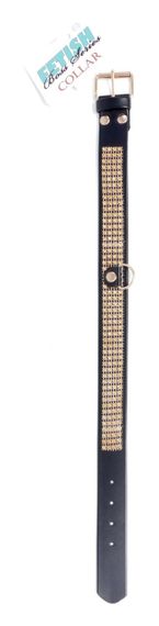 Нашийник зі штучної шкіри з кристалами Fetish Boss Series - Collar with crystals Gold, BS3300102 Sex Aura | Зображення 1