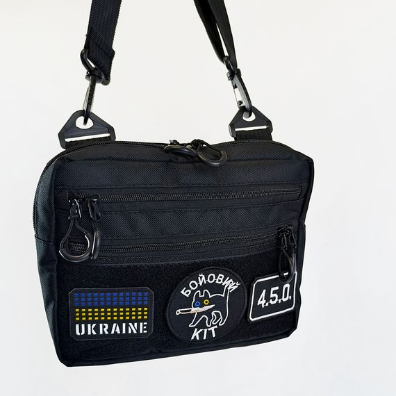 Тактична сумка для патчів Cordura 600D — 5 кишень, месенджер чорний з тканини | Зображення 1