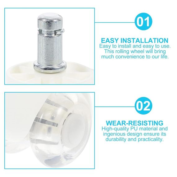 Колеса для офисного кресла набор 5 шт, колесики для стульев, мебельные универсальные полиуретановые ролики | Зображення 6