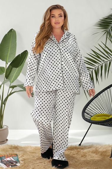 Пижама женская в горох  -уценка, цвет молочный, 257R333-U-2 | Зображення 1