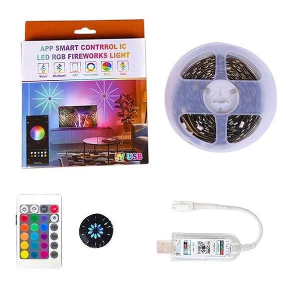 Светодиодная лента USB 6060 5м с динамическими режимами Светодиодное RGB освещение на самоклейке с пультом TC-66 | Зображення 2