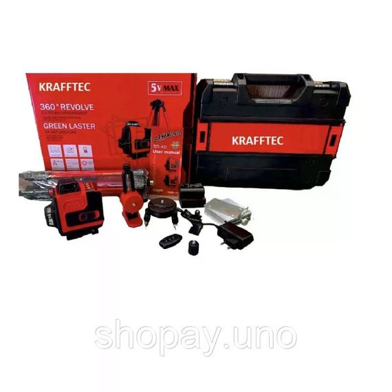 Акумуляторний лазерний рівень KRAFFTEC 4D 16 ліній з Bluetooth і штативом | Зображення 1