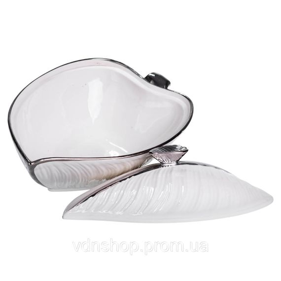 Супниця 800 (мл) порцелянова 26×18×14 (см) з кришкою Білий з сріблом XL-4074AS | Зображення 2