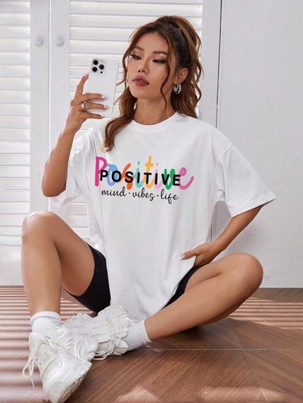 Футболка женская с принтом повседневная XL Белая