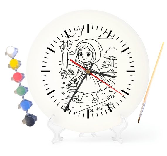 Детский набор для творчества часы раскраска по мотивам Красная Шапочка (Братья Гримм) 30 см (Г0041)