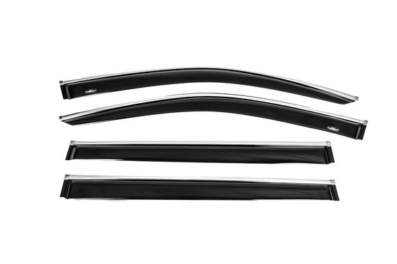 Ветровики с хром молдингом (4 шт, HIC) для Toyota Highlander 2013-2019 гг