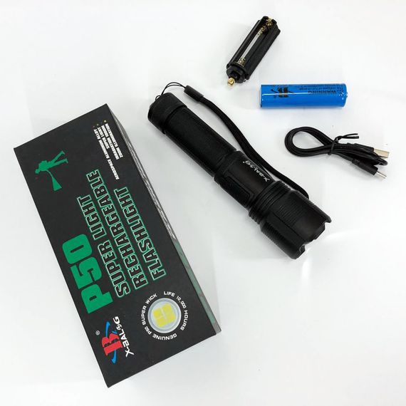Тактичний ліхтар Bailong BL-Z01-P50 / Сильний ліхтарик / Ліхтарик світлодіодний ручний AN-387 акумуляторний портативний