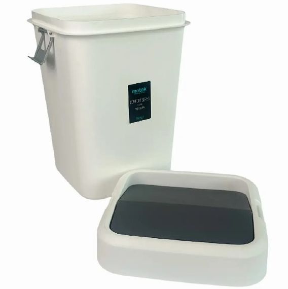 Відро для сміття Motek на 18 л з поворотною кришкою 27.5х27.5х41 см Біле (COB-411) | Зображення 4