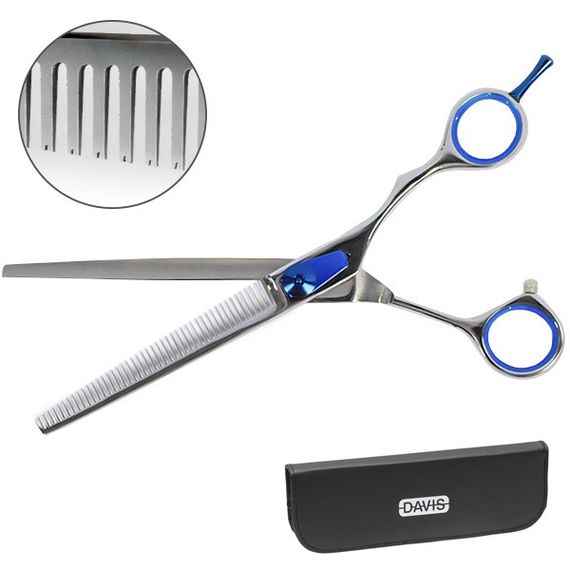 Ножницы филировальные для стрижки собак Davis Extreme Edge Blue Thinning, 17.8 см