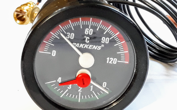 Термоманометр капиллярный D 52 мм / 120°С / 0-4 бар / L-100 см PAKKENS Турция | Зображення 1