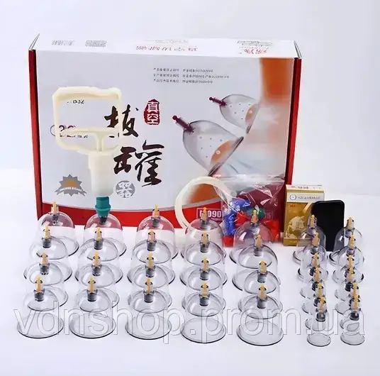 Массажные антицеллюлитные вакуумные банки 32 шт JINKANG с вакуумным насосом