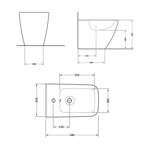 Биде напольное Qtap Crow 545х360х410 White QT05443370W | Зображення 1