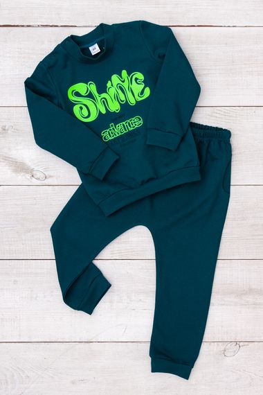 Утеплений ясельний комплект для хлопчика (світшот та штани) Носи своє 86 Смарагдовий​ (p-7175-215691)
