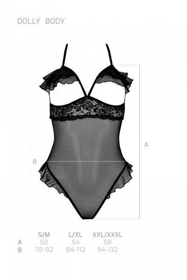 Еротичне боді Passion DOLLY BODY, L/XL, black, з відкритими чашками Sex Aura | Зображення 3