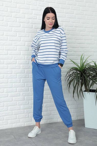 Женский спортивный прогулочный костюм джоггеры и свитшот GF07932 цвет синий, размер 50/52 | Зображення 3