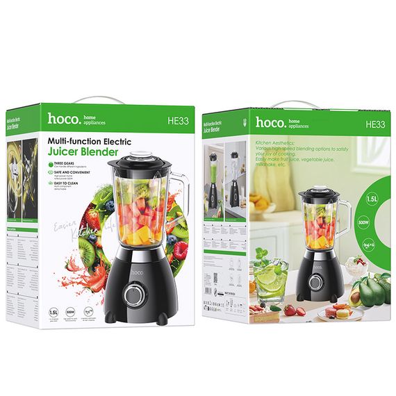 Блендер HOCO HE33 1.5L electric retro juicer blender (EU) Black | Зображення 1