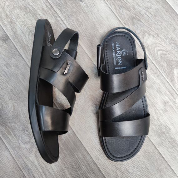 Чоловічі сандалі шльопанці чорного кольору. Літнє взуття | Зображення 8