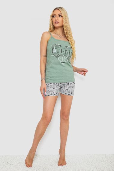 Жіноча піжама з принтом, колір оливковий, 238R3116 | Зображення 1