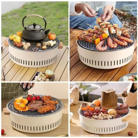 Гриль для барбекю бездимний з гратами 30×30×11,5 см / Портативна вугільна піч для кемпінгу та саду | Зображення 5