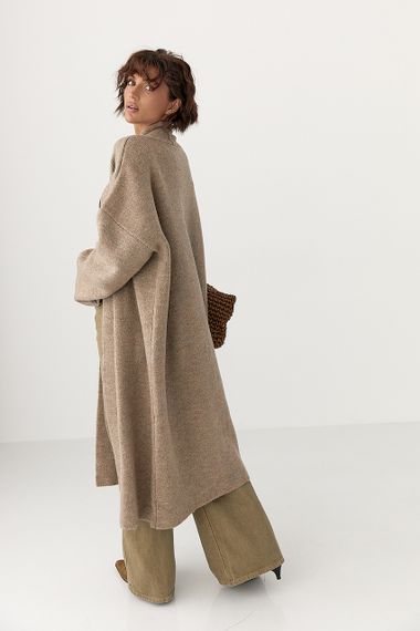 Довгий в'язаний кардиган - кавовий цвет, ONE SIZE (є розміри) | Зображення 1