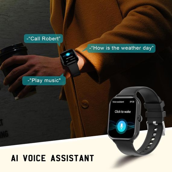 Часы с датчиком сердечного ритма Smartwatch T17 для мужчин и женщин, 1,95-дюймовые , IP67 Android, iOS | Зображення 1