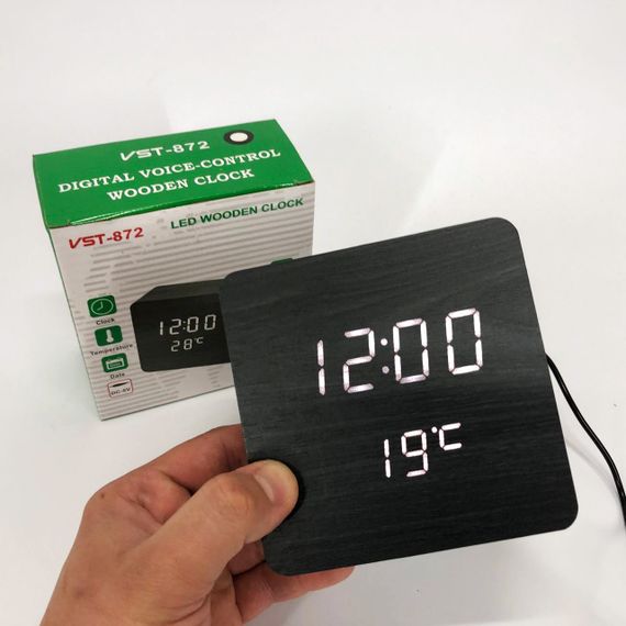 Електронний годинник з термометром та функцією активація за звуком VST-872-6, Настільний годинник з підсвічуванням | Зображення 9